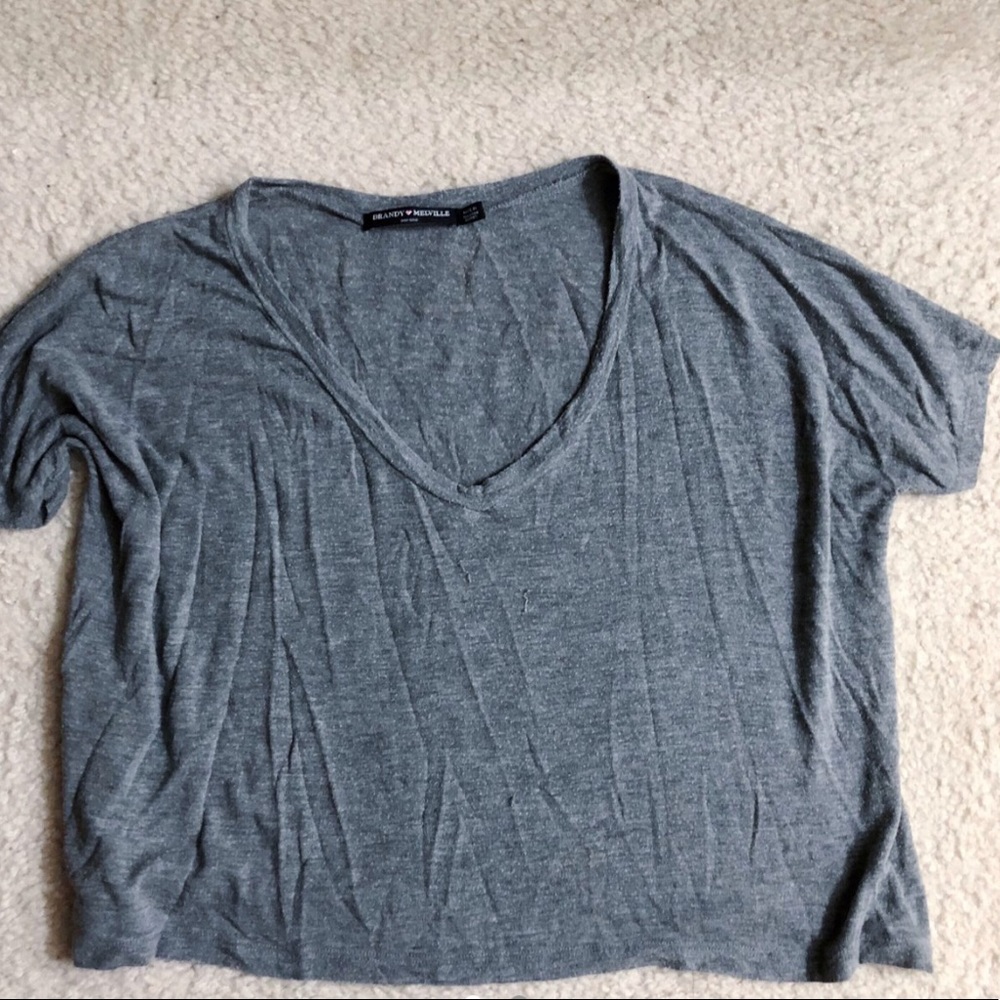 Brandy Melville gray v-neck flowy top